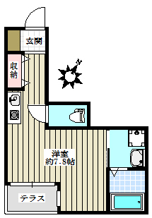 ボヌール千駄木 1階 1Rの間取り