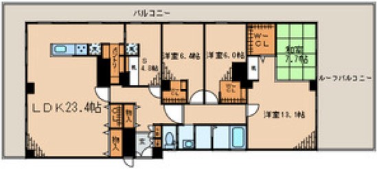 マンションかねき 7階 3SLDKの間取り