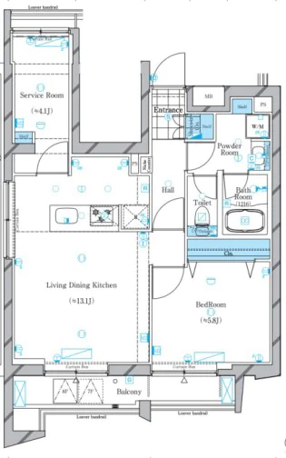 ガリシア文京本駒込 7階 1SLDKの間取り