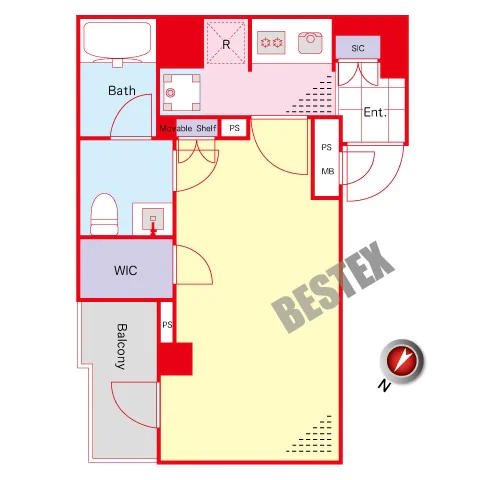 アリーチェ文京根津 7階 1Kの間取り