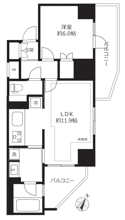 BELISTA文京白山 3階 1LDKの間取り