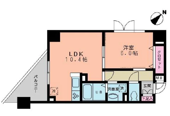 ルーチェ茗荷谷 6階 1LDKの間取り