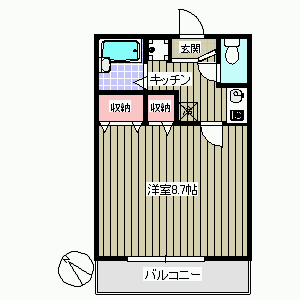 ベルメール本郷 1階 1Kの間取り