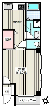 向丘ドブリデン 2階 1Kの間取り