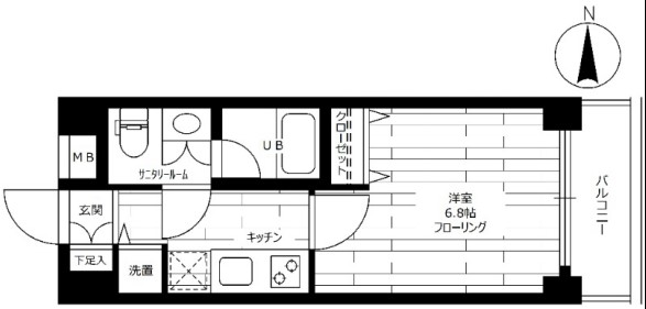 ステージファースト白山Ⅱ 2階 1Kの間取り