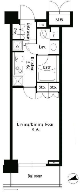 パークアクシス文京ステージ 6階 1Kの間取り