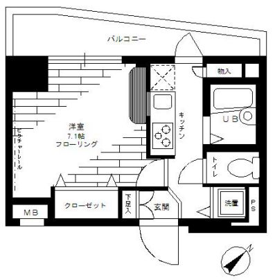 ステージファースト白山 4階 1Kの間取り