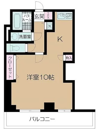 サンピア西須賀 2階 1Kの間取り
