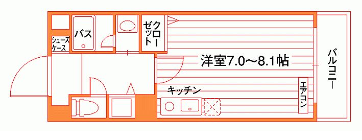 ジュネ本郷 9階 1Rの間取り