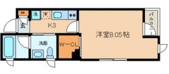 グラストーンズ 3階 1Kの間取り