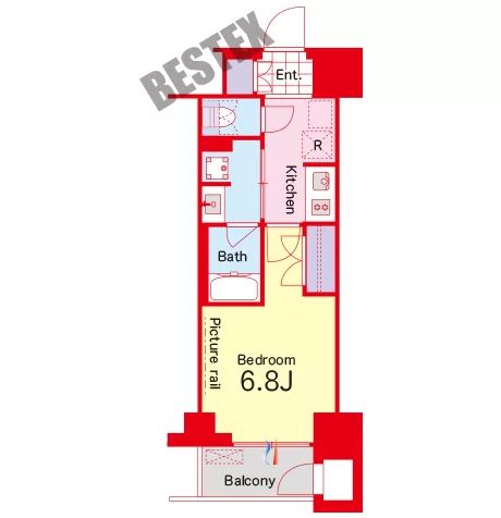 フレンシア文京関口 1階 1Kの間取り