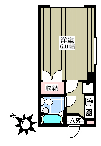 コンソルコート 2階 1Kの間取り