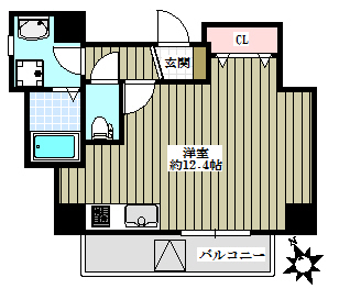 シティコート春日 9階 1Rの間取り