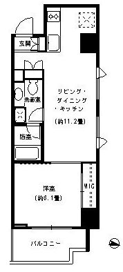 ベルファース本郷弓町 5階 1LDKの間取り
