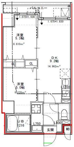 S-RESIDENCE文京小石川 2階 2DKの間取り