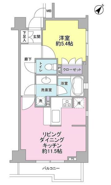 サンピエス根津 3階 1LDKの間取り