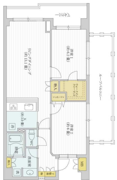 ＡＺ小石川 5階 2LDKの間取り