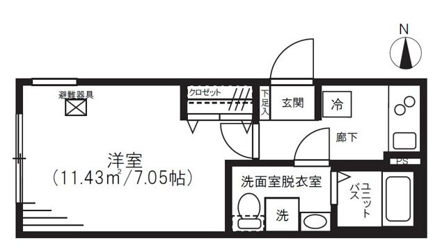 湯島レジデンス 5階 1Kの間取り