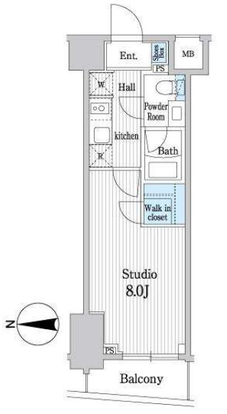 オークスクエア本郷 4階 1Kの間取り