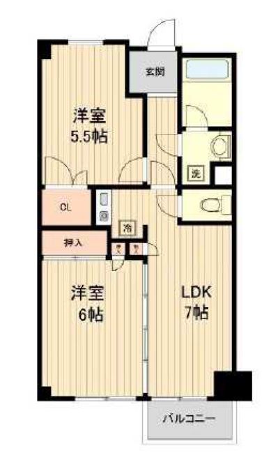 アーバンコートサカスⅢ 3階 2LDKの間取り