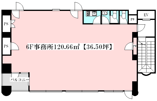 マルキビルディング 5階 1Rの間取り