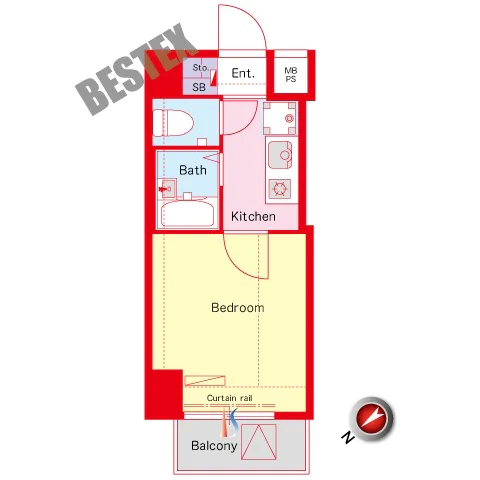 菱和パレス文京南 1階 1Kの間取り