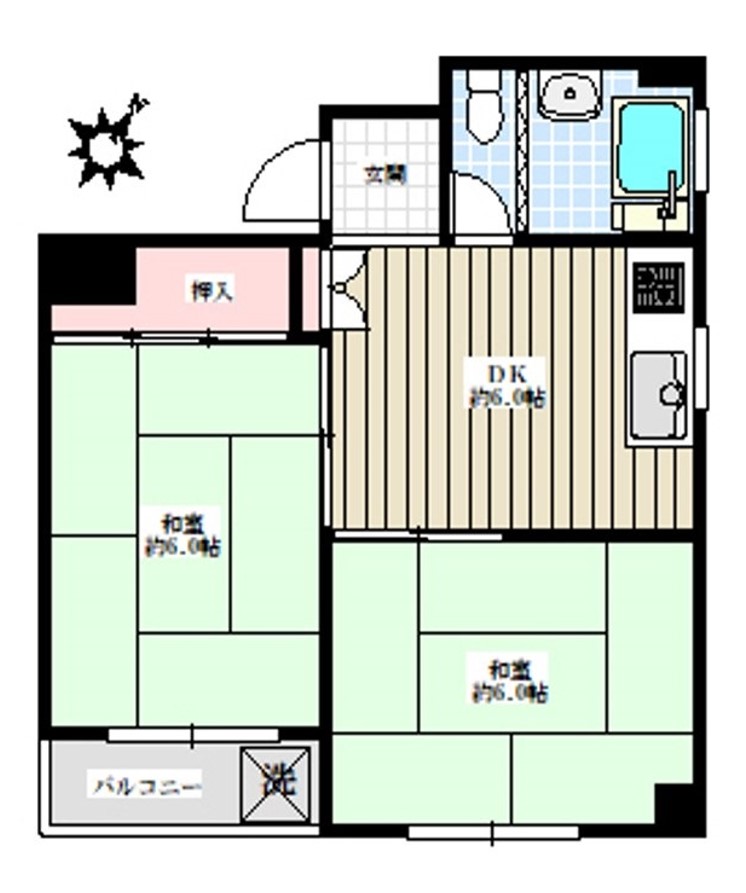 小林ビルデンス 4階 2DKの間取り