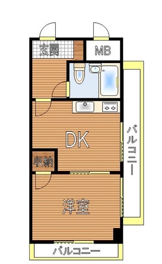 パール白山 6階 1DKの間取り