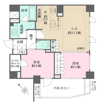 BELISTA小石川竹早町 4階 2LDKの間取り