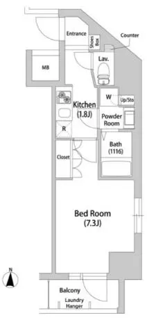 Brisa本郷真砂 2階 1Kの間取り