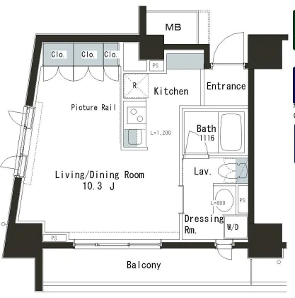 パークアクシス本郷の杜 7階 1Kの間取り