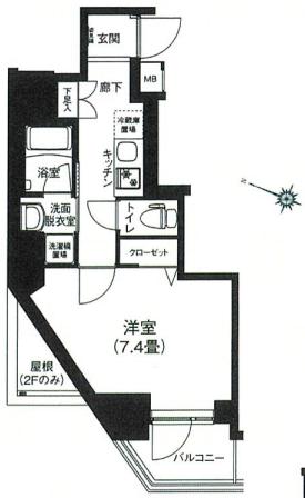 アイルプレミアム本駒込 2階 1Kの間取り