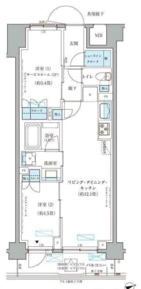パークアクシス文京本郷 2階 1SLDKの間取り