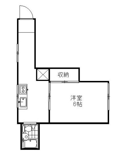 コーポ宮城 1階 1Kの間取り