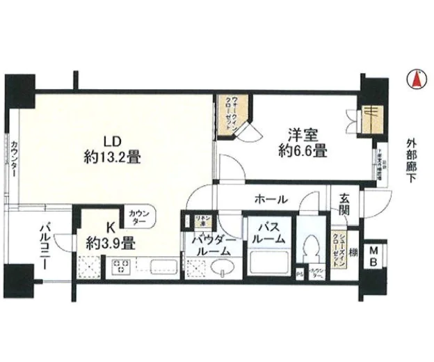 クオリア後楽園 5階 1LDKの間取り