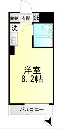 カルム本郷 5階 1Rの間取り