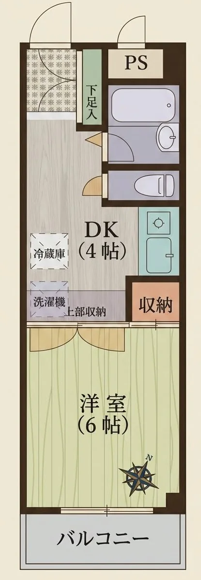梨苑マンション 2階 1Kの間取り