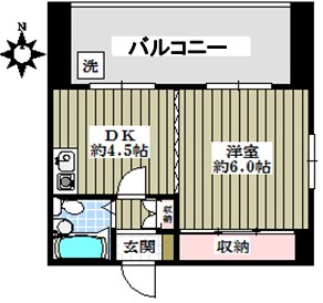 テラス本郷 3階 1DKの間取り