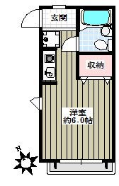 羽成アパート 2階 1Rの間取り