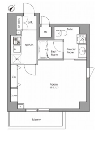 コンフォラス千石 6階 1Kの間取り