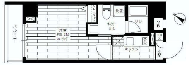ステージファースト東大前 3階 1Kの間取り