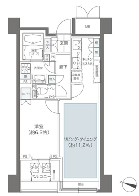 メゾンカルム本郷 4階 1LDKの間取り