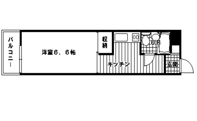 カエサル千早町 2階 1Kの間取り