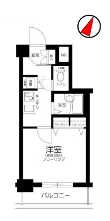 プレール・ドゥーク文京本駒込 8階 1Kの間取り