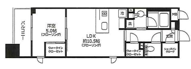 【築浅】アトラスリベルタ文京湯島 5階 1LDKの間取り