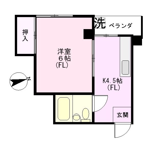 高野ビル 4階 1Kの間取り