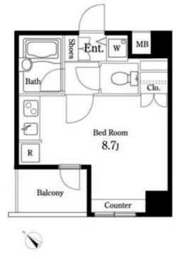 KDX文京千石レジデンス 6階 1Rの間取り