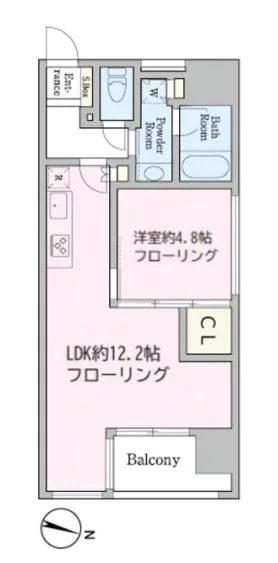 グランプラス千駄木 9階 1LDKの間取り