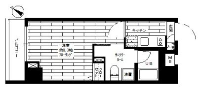 ステージファースト東大前 3階 1Kの間取り