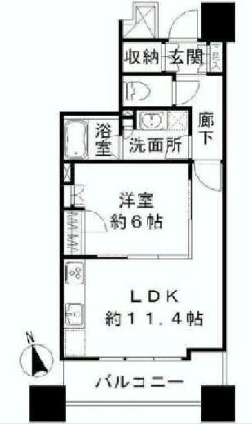 【駅徒歩4分】パークハウス本郷三丁目 3階 1LDKの間取り